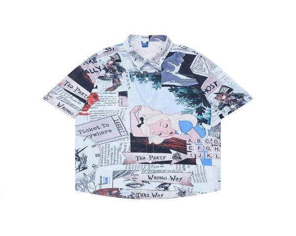 

graffiti cartoon short sleeve casual summer shirts male and female lapel patchwork oversize 87923362043814, White;black