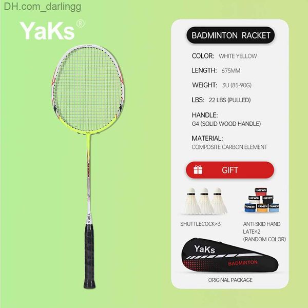 

badminton rackets 2023 yaks new brand full carbon professional genuine light weight high elastic training badminton racket type 22-24 pounds