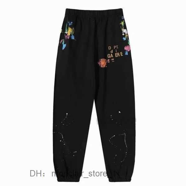 

galery dept designer mens jeans sports pants denim straight sweatpants speckled letter print pant women street couple loose 2 galleryses dep, Black
