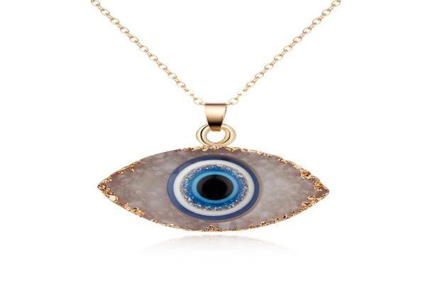 

simple evil eye druzy drusy pendant necklace women resin handmade clavicel chains necklaces for female christmas imitation natural8782760, Silver