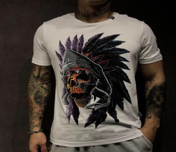 

spring summer european and american fashion brand short sleeve tshirt brick skeleton an chief men039s slim half2532068, White;black