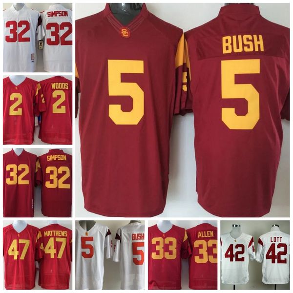 

college usc trojans football jersey woods reggie bush matt barkley o.j simpson marcus allen ronnie lott troy polamalu clay matthews jersey h, Blue;black