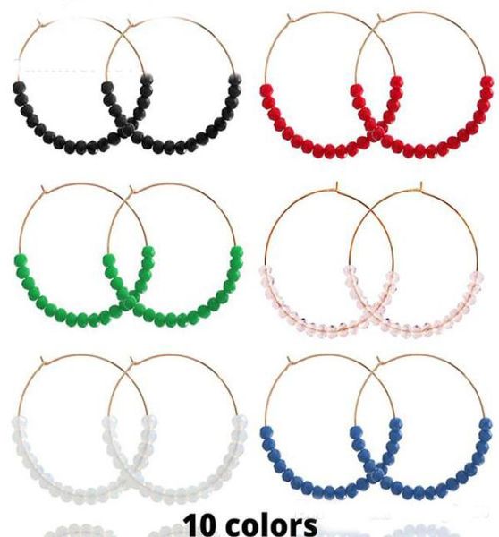 

2020 new trendy handmade glass beaded drop dangle earrings round gold alloy hoop earrings fashion jewelry gift for women3150827, Silver