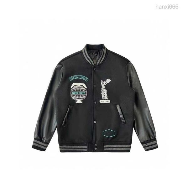 

23ss black baseball jackets jacket tiffany leather new coats 925, Black;brown