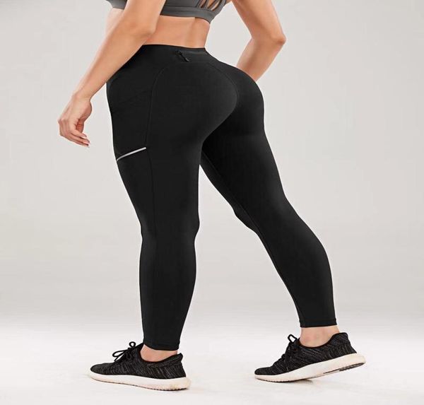 

yoga pockets speend high waist up solid color women yoga pants sports gym clothing yoga leggings fitness lady overall full tights 9849458, Black