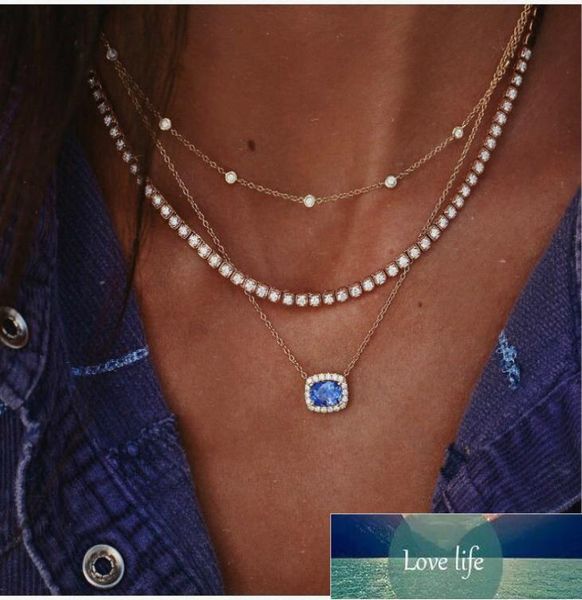 

new fashion jewellery necklace personality pop crystal multilayer necklace simple joker accessories whole neclase women3359946, Silver