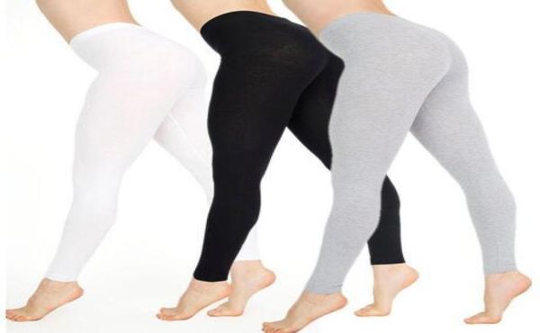 

2018 brand new womens full length cotton leggings hight waist solid bottom leggings whole plus size 6 8 10 12 14 16 186646701, Black