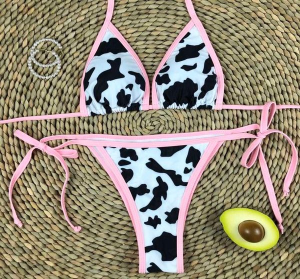 

two piece cow print swimsuitbikini with cowhide pattern0127528807, White;black