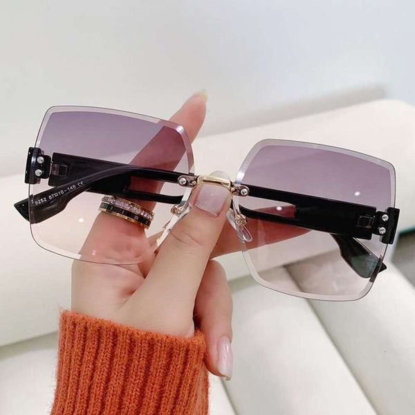 

frameless trimmed sunglasses womens korean style large rimmed driving, White;black