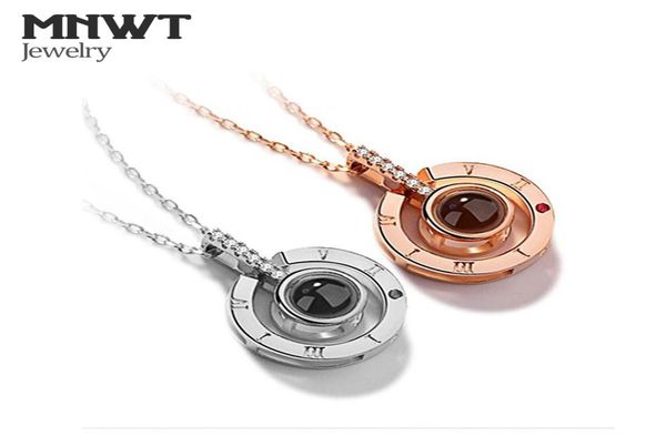

mnwt love memory wedding necklace jewelry rose goldsilver 100 languages i love you projection pendant necklace1053779, Silver