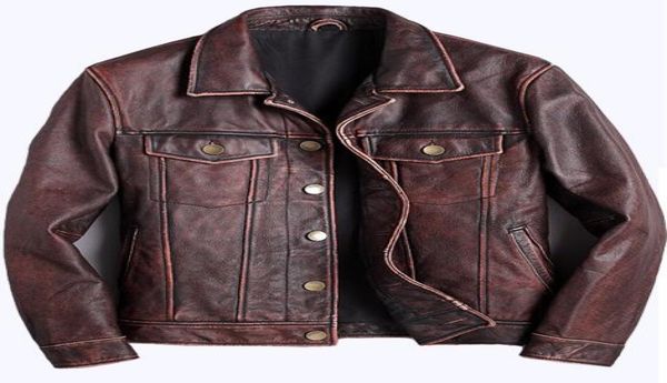 

mens cowhide jacket vintage men 100 genuine leather jackets cow jackets zipper stand streetwear leisure cool warm coat2343055, Black;brown