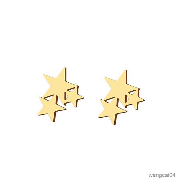 

charm stainless steel earrings trend new aesthetic stars fashion charms stud earrings for women jewelry party gifts r230901, Golden