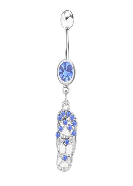 

d0084 shoe style belly navel button ring ltblue01234569906416, Silver