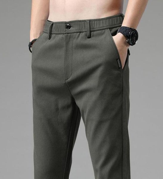 

elastic waist classic man casual pants straight regular fit streetwear work for men black army green gray708 men039s4001590