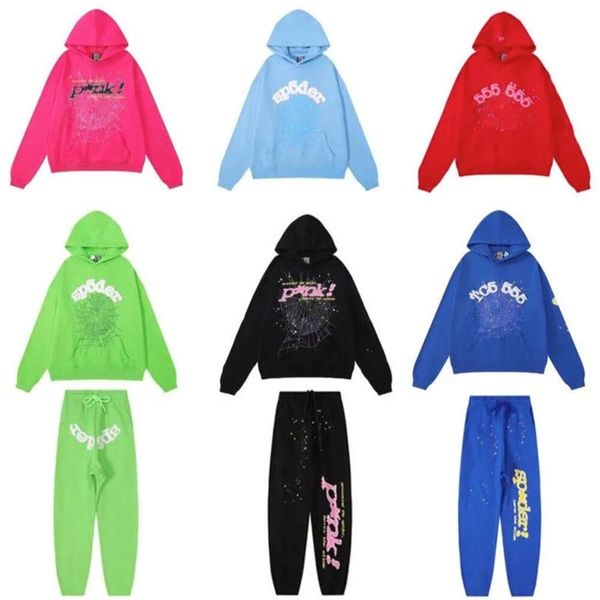 

sp5der young thug 555555 men women hoodie foam print spider web graphic pink sweatshirts y2k pullovers s-2xl526, Black