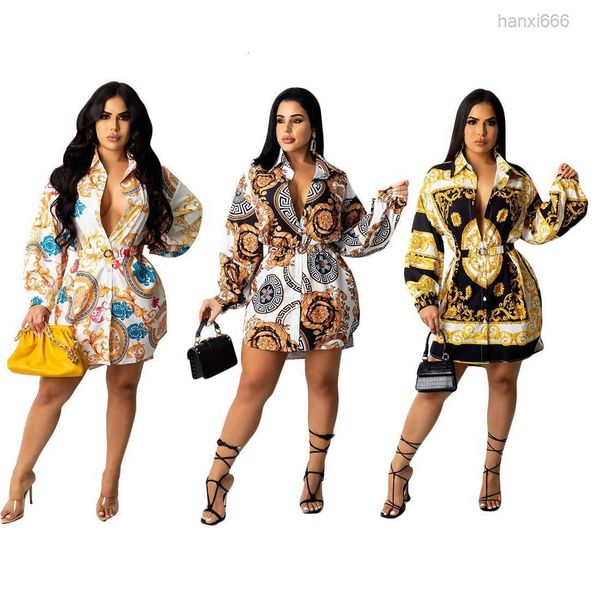 

designer casual printed shirt with belt 3 colors 2021 autumn fashion luxury elegant shirts style s-2xl, Black;gray