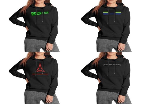 

women039s deutzfahr logo hooded sweatshirts with pocket cotton print hoodie1175776, Black