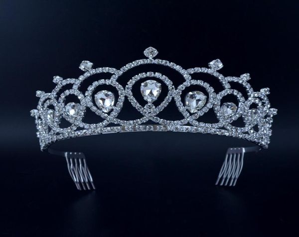 

medium crowns tiaras miss beauty pageant queen crown austrian crystal wedding events bridal hair accessories headpieces headband m1889055, White;golden