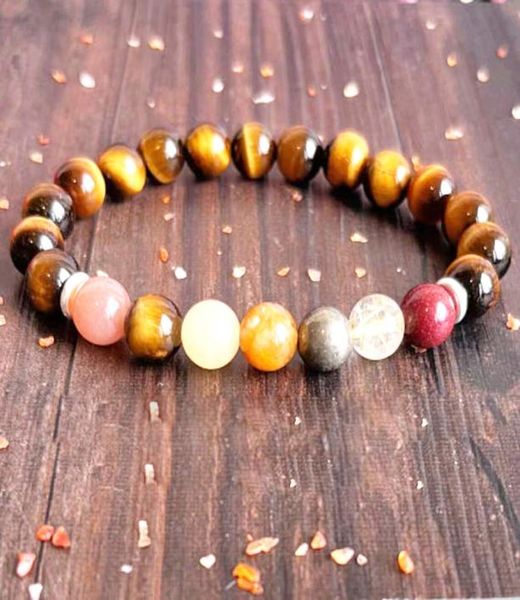 

mg1604 strand solar plexus chakra 7 wrist mala bracelet tiger eye personal power bracelet keep self discipline motivation8166332, Black