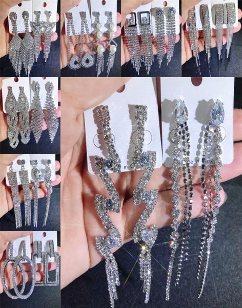 

2020 new design bride earrings exaggerated big claw chain diamond earrings long tassel earring women fashion jewelry random send o6715572, Silver