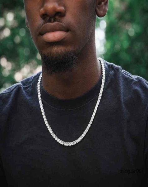 

14k plated gold mens necklace diamond tennis chain hiphop necklace bling steampunk necklace5280275, Silver