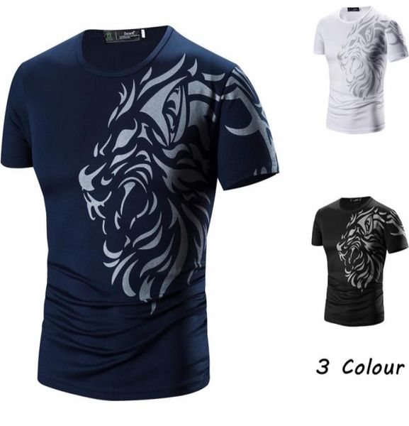 

tattoo printed short sleeves crew neck men t shirts summer casual daily wear clothing black white navy4494120, White;black