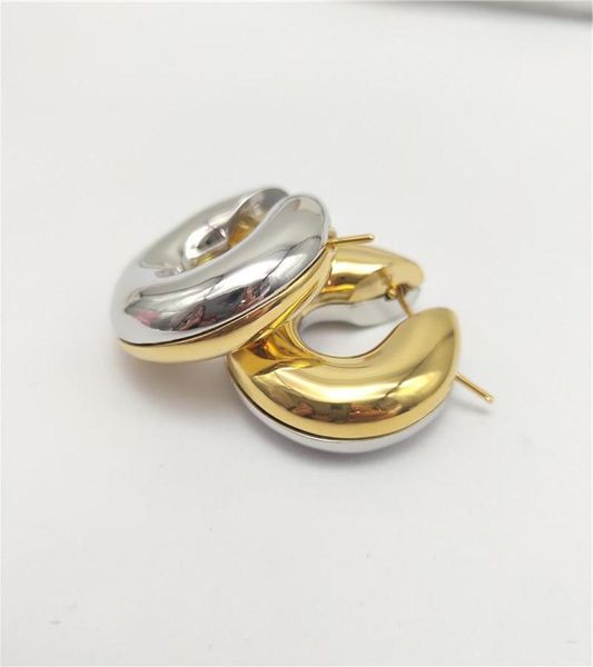 

women earrings both gold silver colors smooth hoops earrings for girls women for wedding party nice gift for friend3085299, Golden;silver