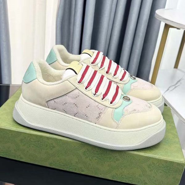 

screener designer shoes vintage sneaker platform sneakers men canvas rubber trainers red green women shoe suede trim lace-up printing fabric, Black
