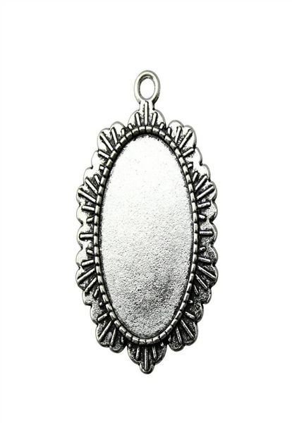 

8 pieces cabochon cameo base tray bezel blank diy jewelry findings retro single side one hanging inner size 20x30mm oval glass cab2567293, Slivery;crystal