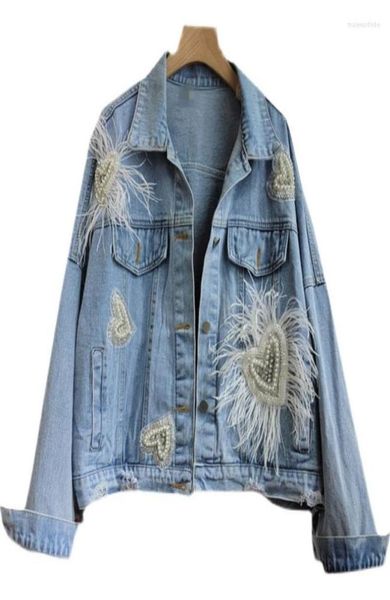 

women039s jackets women denim jacket female diamonds tassel jean coat feather7571775, Black;brown