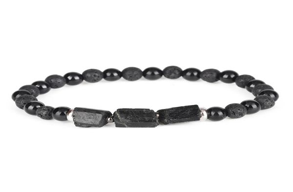 

natural rough black tourmaline healing stone bead combo 6mm matte onyx lava energy customized energy bracelet for man women1370115