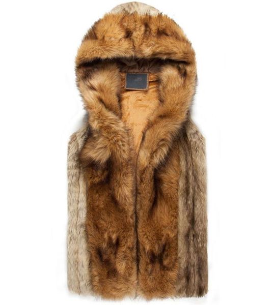 

2015 winter warm mens fur vest fashion hooded sleeveless coat for men faux fur vest for youth plus size xxxl ay1029790724, Black;white
