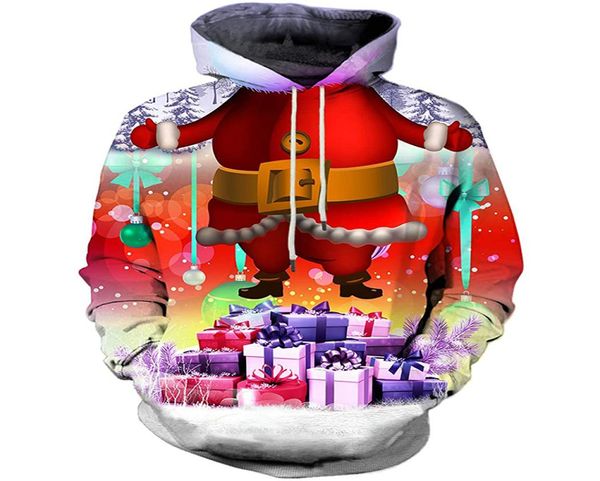 

christmas gift box printed hoodie visual impact party punk gothic round neck sweatshirt hoodie5772587, Black