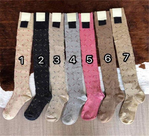 

multicolor womens cotton socks xury letter print women long stocking fashion girls over knee sock 377185, Black;white