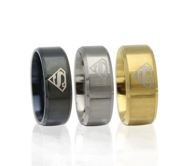 

superman ring titanium stainless steel men ring superman logo finger rings jewelry 3 colors fashion ring6140097, Silver