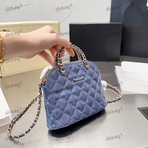

designer women shoulder bag makeup bag patent leather diamond check gold hardware metal buckle handle luxury handbag diagonal shoulder bags