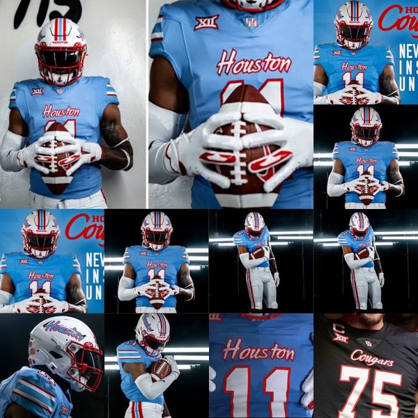 

houston cougars oilers-inspired college football jersey ui ale lucas coley jett huff caleb mcmickle donovan smith jake sock indiana wijay br, Black