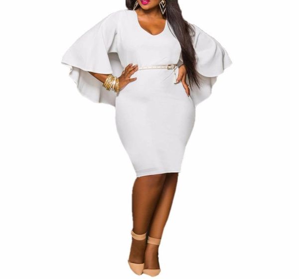 

whole fashion women dress plus size lxlxxlxxxl ladies batwing sleeve v neck cape bodycon bandage cloak midi party vestidos6699460, Black;gray