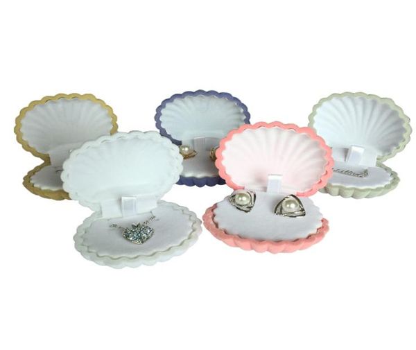 

shell shape lovely velvet wedding engagement ring box for earrings necklace bracelet jewelry display gift box holder7392037, Black;white