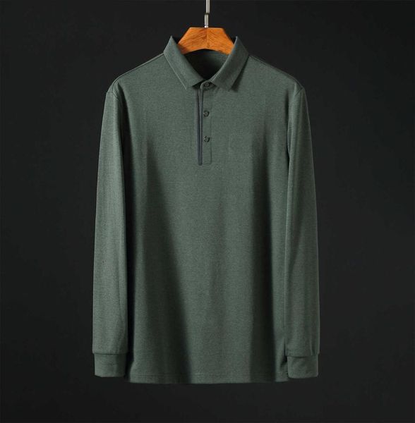 

2019 autumn business affairs leisure time long sleeves t tshirt male middle age lapel polo blouses98983073394, Black