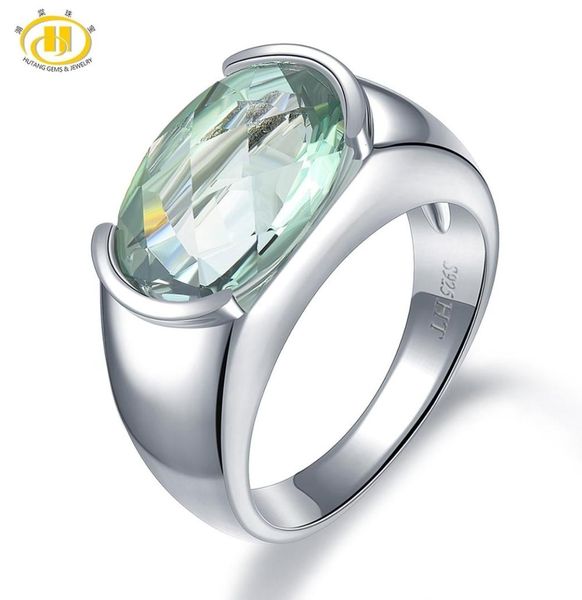 

hutang women039s ring 630ct natural green amethyst wedding rings 925 sterling silver gemstone fine elegant classic jewelry gif7237660, Slivery;golden