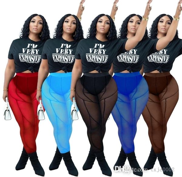 

2022 womens designer clothing mesh yoga pants perspective hip lifting leggings casual multicolor trousers9904515, Black;white