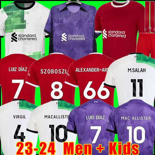 

23 24 mac allister soccer jersey gakpo darwin szoboszlai 2023 2024 mohamed diogo luis diaz alexander arnold football shirt men kids kit unif, Black;yellow