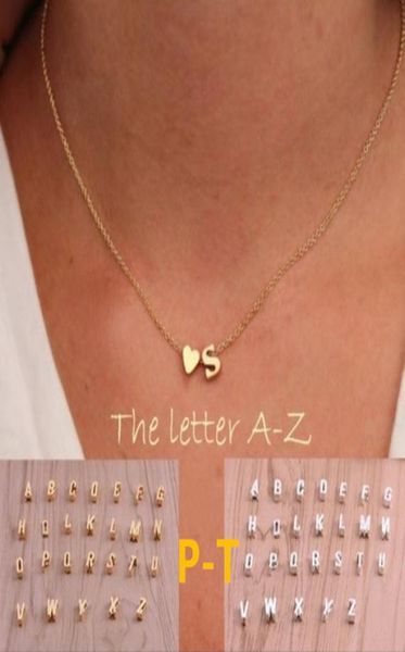 

26 letters long sweater chain choker pendant necklace tiny love heart pendants for women collier lovers gift gold silver pt7814958