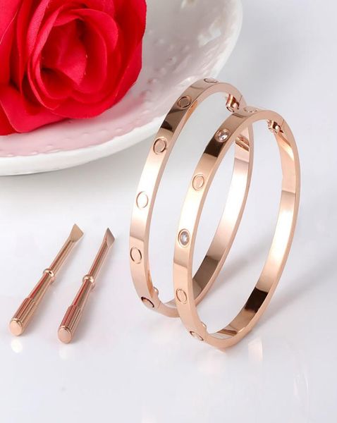 

classic couple bangle 316l gold silver titanium steel screwdriver bracelet wedding diamond women and men jewelry luxury designer b2627869, Black