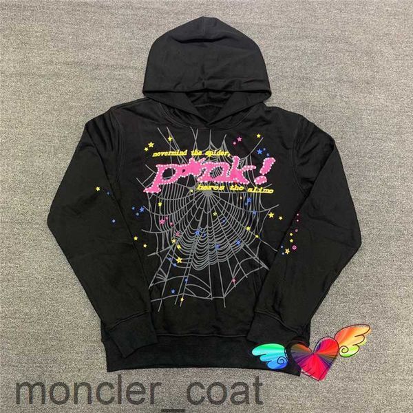 

men's hoodies sweatshirts hip hop web puff print sp5der 555555 hoodie men women 1 young thug angel spider heavy fabric pullover fmex, Black