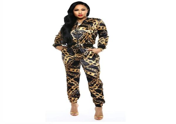 

designer new fashion classic black gold print large size sports suit ladies suit8397114, Gray