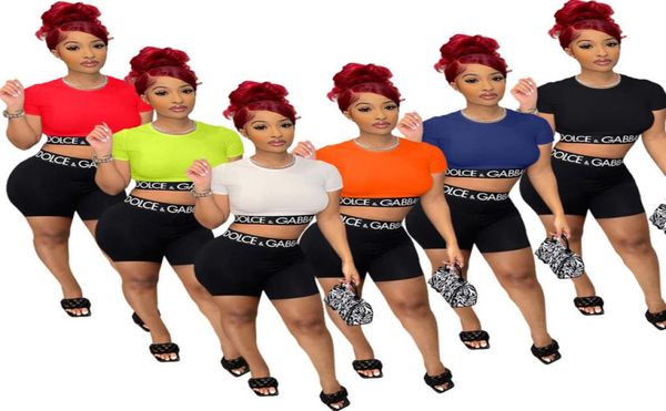 

2022 designer women tracksuits two piece shorts set slim letters printed short sleeve yoga pants outfits ladies sportwear2239720, Gray