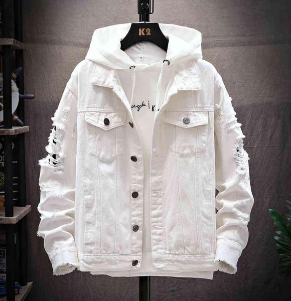 

mens jackets hole sleeves trend mens clothing autumn and winter fashion classic retro denim jacket ripped large size m3xl43034075754056, Black;brown