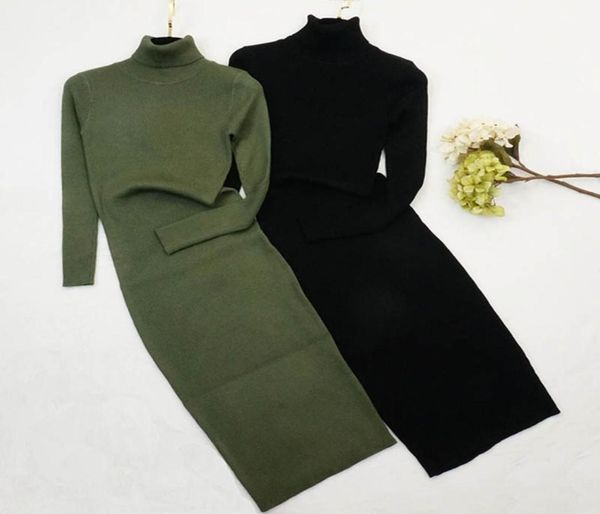

new autumn winter women knitted dress turtleneck sweater dresses lady slim bodycon long sleeve bottoming dress vestidos pp0039132282, Black;gray